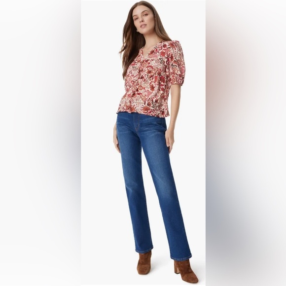 NEW Sam Edelman Dakota Shirred Puff Sleeve Top Seed Pearl Bouquet Women’s XL - Picture 3 of 12